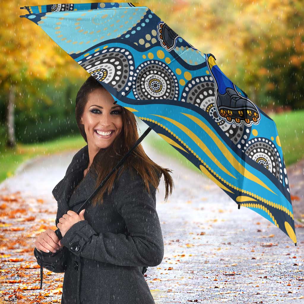 Gold Coast Titans Umbrella Aboriginal Dot Pattern - Rugby Mascot Heritage Pride