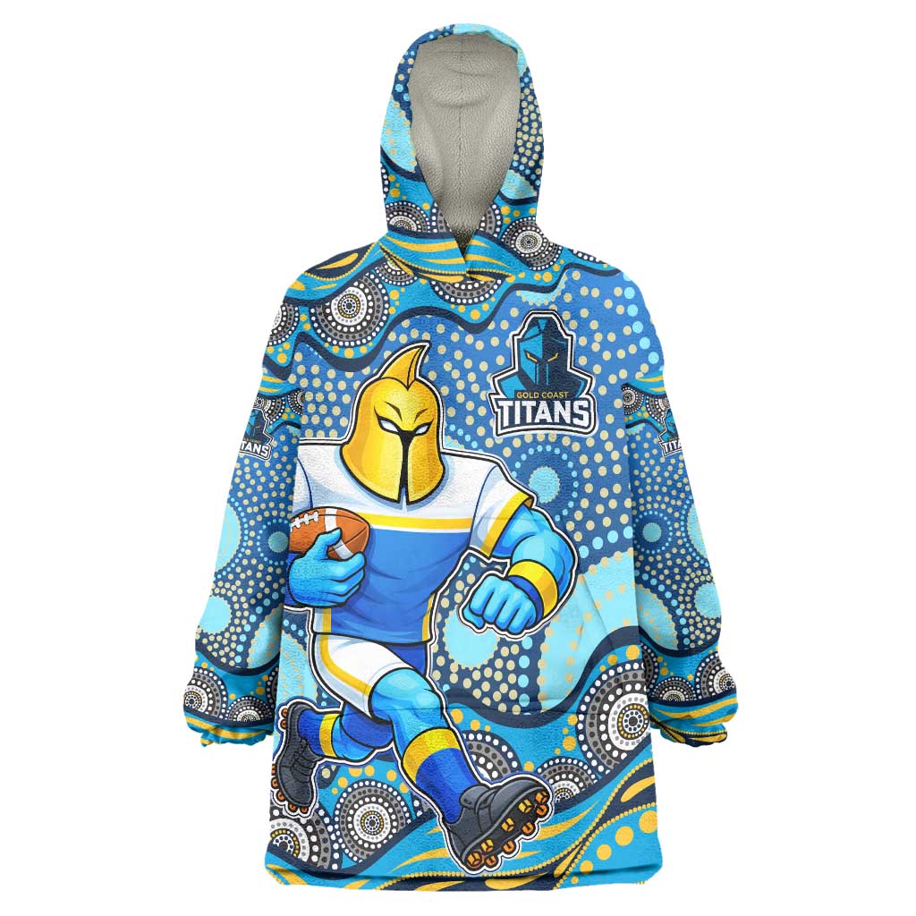 Gold Coast Titans Wearable Blanket Hoodie Aboriginal Dot Pattern - Rugby Mascot Heritage Pride