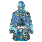 Gold Coast Titans Wearable Blanket Hoodie Aboriginal Dot Pattern - Rugby Mascot Heritage Pride