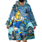 Gold Coast Titans Wearable Blanket Hoodie Aboriginal Dot Pattern - Rugby Mascot Heritage Pride