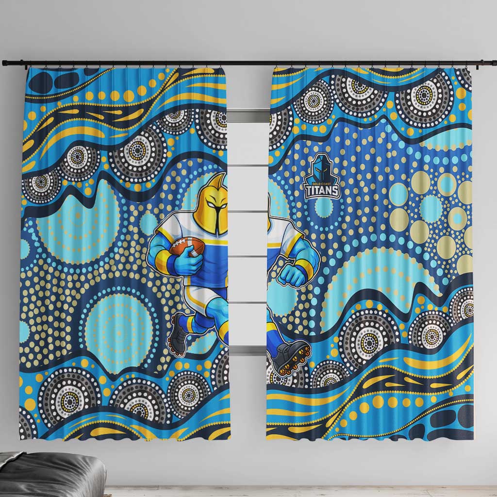 Gold Coast Titans Window Curtain Aboriginal Dot Pattern - Rugby Mascot Heritage Pride