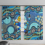 Gold Coast Titans Window Curtain Aboriginal Dot Pattern - Rugby Mascot Heritage Pride