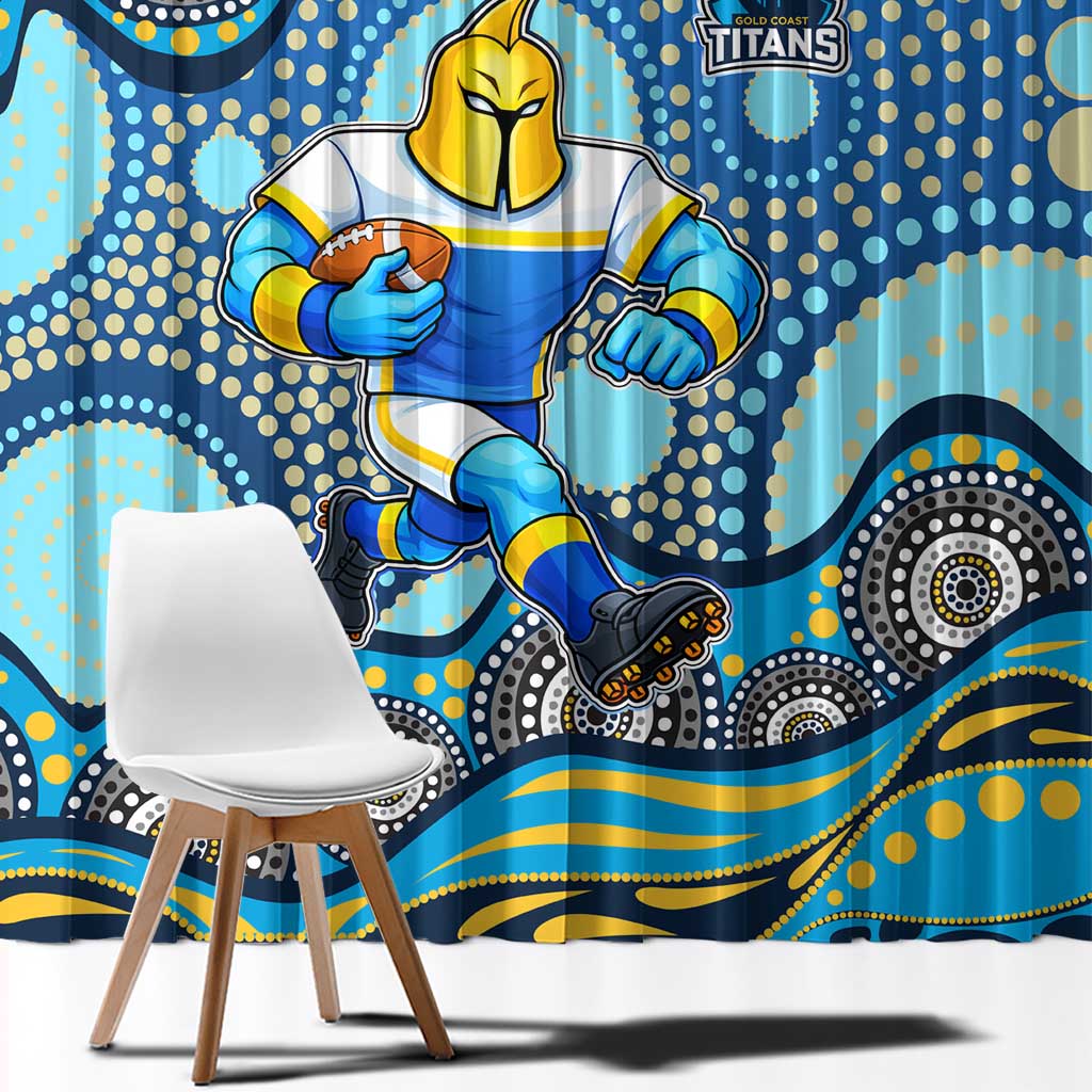 Gold Coast Titans Window Curtain Aboriginal Dot Pattern - Rugby Mascot Heritage Pride
