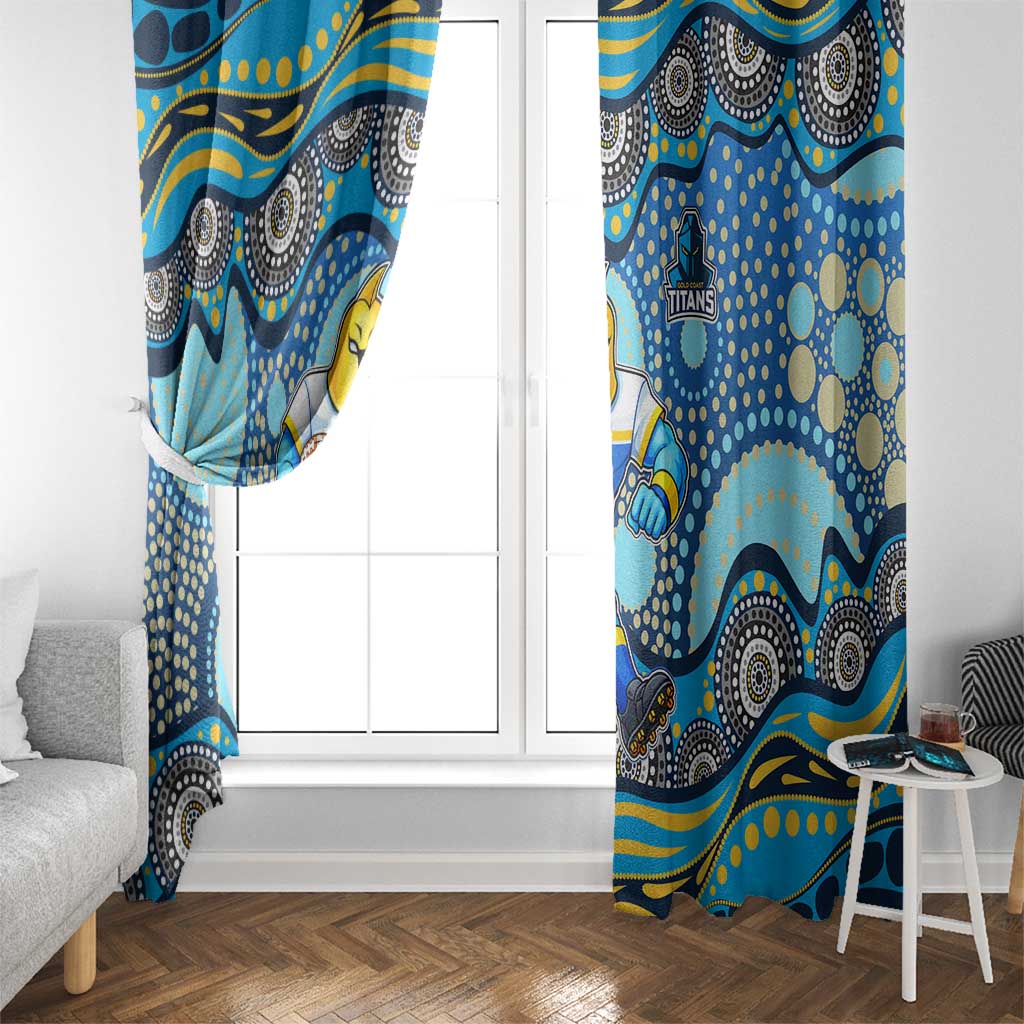 Gold Coast Titans Window Curtain Aboriginal Dot Pattern - Rugby Mascot Heritage Pride