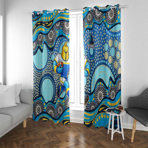 Gold Coast Titans Window Curtain Aboriginal Dot Pattern - Rugby Mascot Heritage Pride