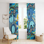 Gold Coast Titans Window Curtain Aboriginal Dot Pattern - Rugby Mascot Heritage Pride
