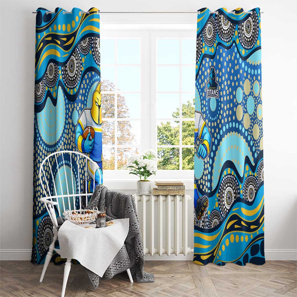 Gold Coast Titans Window Curtain Aboriginal Dot Pattern - Rugby Mascot Heritage Pride