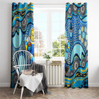 Gold Coast Titans Window Curtain Aboriginal Dot Pattern - Rugby Mascot Heritage Pride
