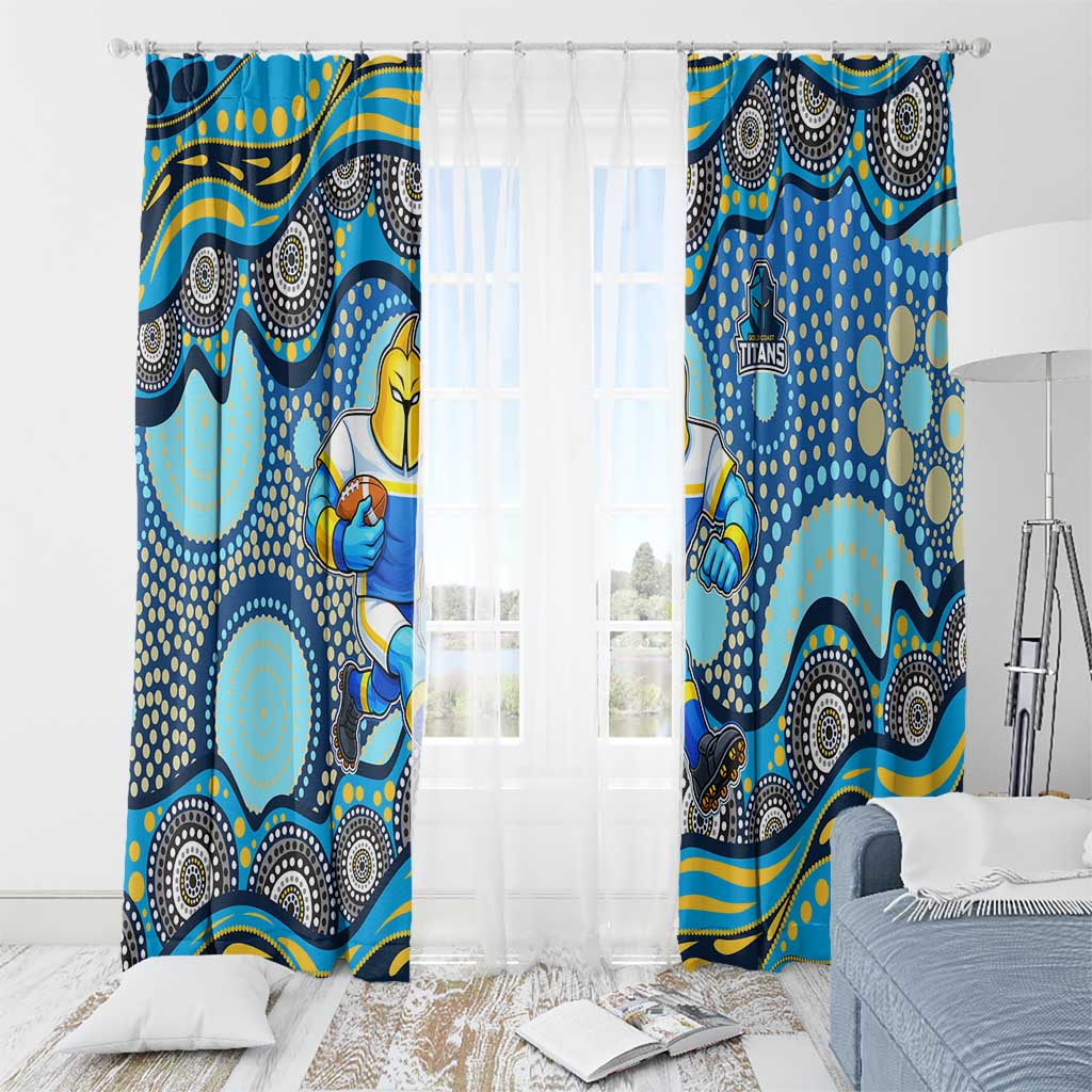 Gold Coast Titans Window Curtain Aboriginal Dot Pattern - Rugby Mascot Heritage Pride