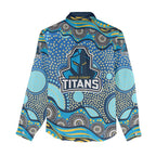 Gold Coast Titans Women Casual Shirt Aboriginal Dot Pattern - Rugby Mascot Heritage Pride