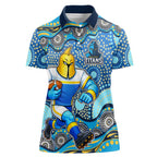 Gold Coast Titans Women Polo Shirt Aboriginal Dot Pattern - Rugby Mascot Heritage Pride