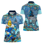 Gold Coast Titans Women Polo Shirt Aboriginal Dot Pattern - Rugby Mascot Heritage Pride