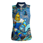 Gold Coast Titans Women Sleeveless Polo Shirt Aboriginal Dot Pattern - Rugby Mascot Heritage Pride