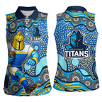 Gold Coast Titans Women Sleeveless Polo Shirt Aboriginal Dot Pattern - Rugby Mascot Heritage Pride