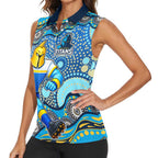 Gold Coast Titans Women Sleeveless Polo Shirt Aboriginal Dot Pattern - Rugby Mascot Heritage Pride