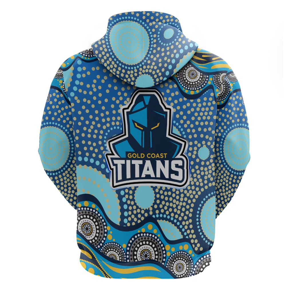 Gold Coast Titans Zip Hoodie Aboriginal Dot Pattern - Rugby Mascot Heritage Pride