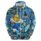 Gold Coast Titans Zip Hoodie Aboriginal Dot Pattern - Rugby Mascot Heritage Pride