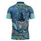 Gold Coast Titans Zipper Polo Shirt Aboriginal Dot Pattern - Rugby Mascot Heritage Pride