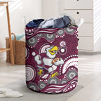 Manly Warringah Sea Eagles Laundry Basket Aboriginal Dot Pattern - Rugby Mascot Heritage Pride