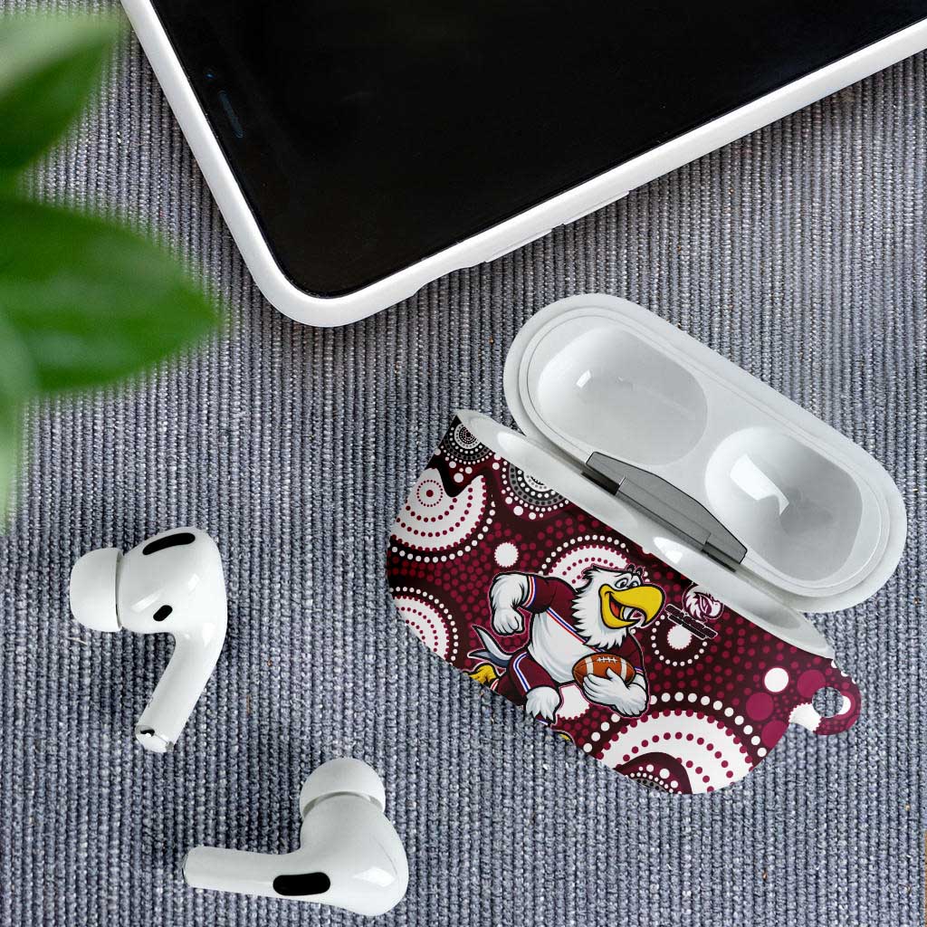 Manly Warringah Sea Eagles AirPods Case Aboriginal Dot Pattern - Rugby Mascot Heritage Pride