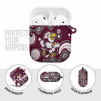 Manly Warringah Sea Eagles AirPods Case Aboriginal Dot Pattern - Rugby Mascot Heritage Pride