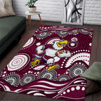 Manly Warringah Sea Eagles Area Rug Aboriginal Dot Pattern - Rugby Mascot Heritage Pride