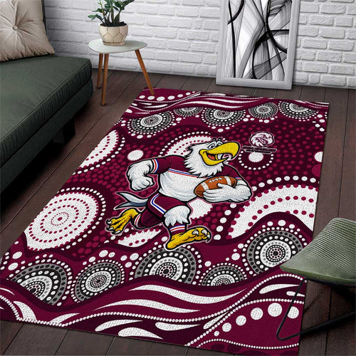 Manly Warringah Sea Eagles Area Rug Aboriginal Dot Pattern - Rugby Mascot Heritage Pride