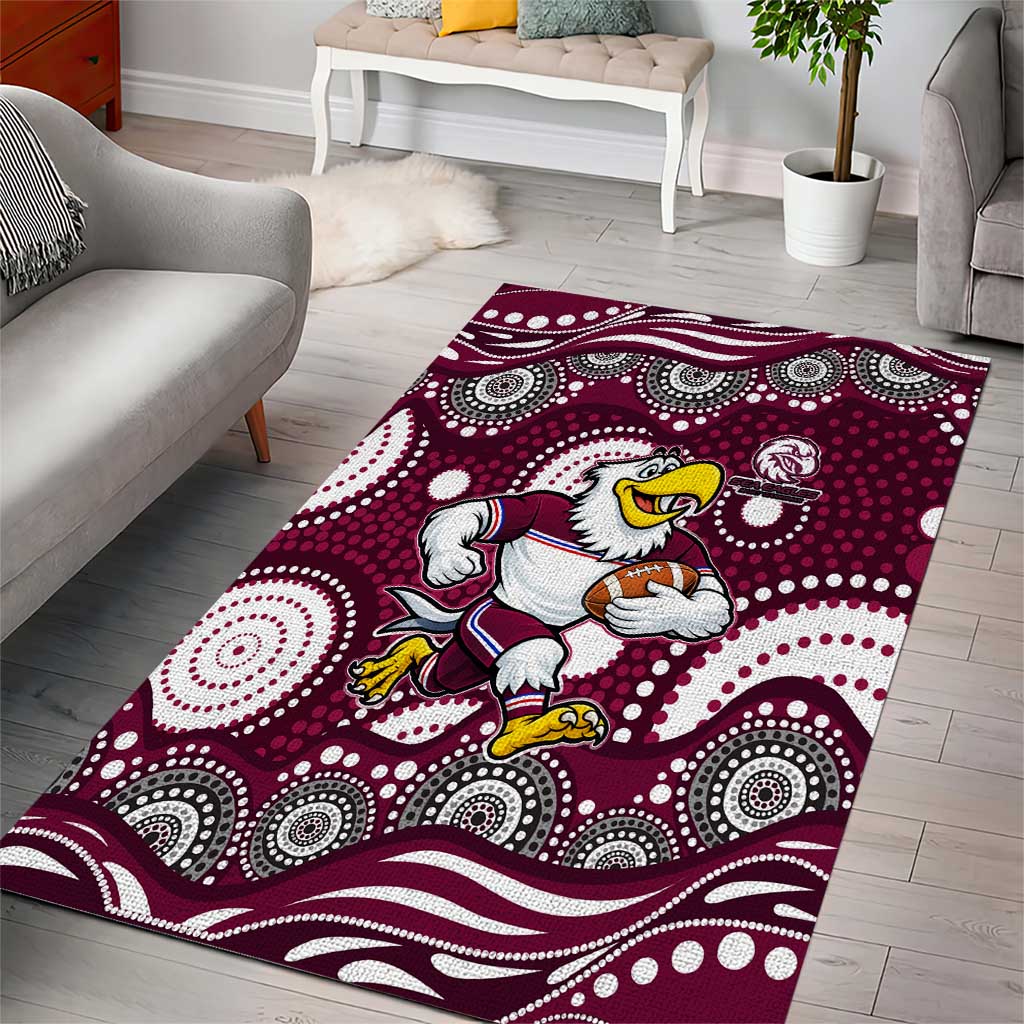 Manly Warringah Sea Eagles Area Rug Aboriginal Dot Pattern - Rugby Mascot Heritage Pride