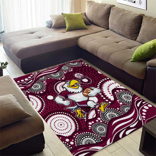 Manly Warringah Sea Eagles Area Rug Aboriginal Dot Pattern - Rugby Mascot Heritage Pride