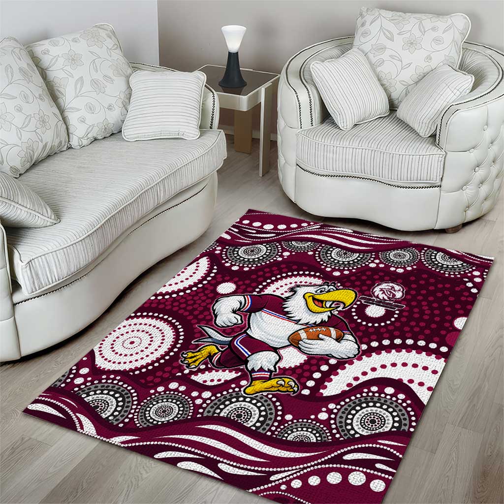 Manly Warringah Sea Eagles Area Rug Aboriginal Dot Pattern - Rugby Mascot Heritage Pride