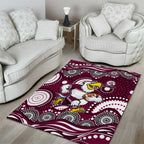 Manly Warringah Sea Eagles Area Rug Aboriginal Dot Pattern - Rugby Mascot Heritage Pride