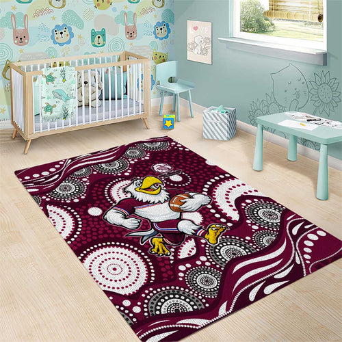 Manly Warringah Sea Eagles Area Rug Aboriginal Dot Pattern - Rugby Mascot Heritage Pride