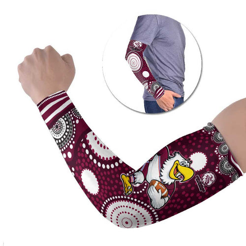 Manly Warringah Sea Eagles Arm Sleeves Aboriginal Dot Pattern - Rugby Mascot Heritage Pride