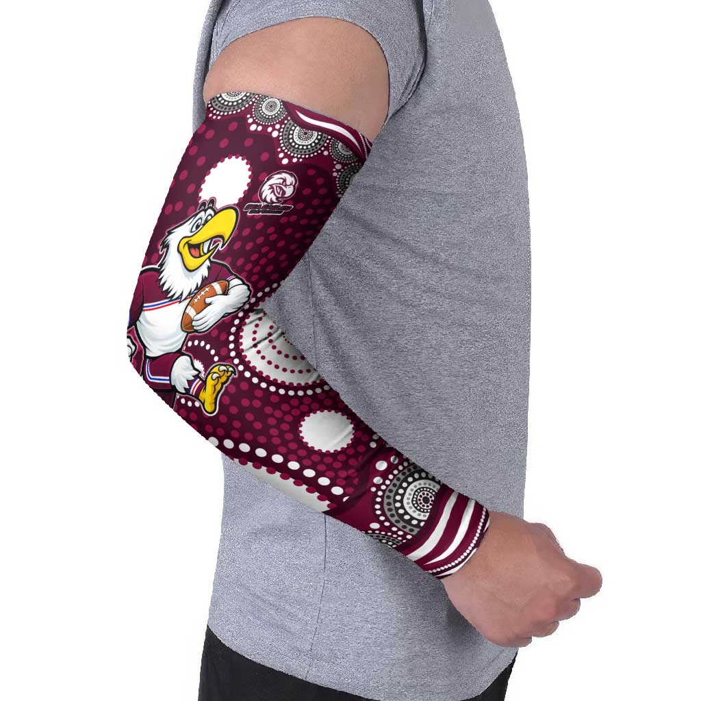 Manly Warringah Sea Eagles Arm Sleeves Aboriginal Dot Pattern - Rugby Mascot Heritage Pride