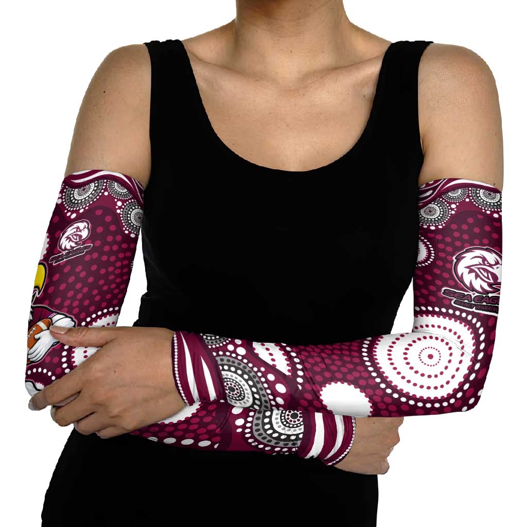 Manly Warringah Sea Eagles Arm Sleeves Aboriginal Dot Pattern - Rugby Mascot Heritage Pride