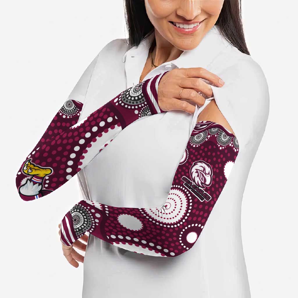 Manly Warringah Sea Eagles Arm Sleeves Aboriginal Dot Pattern - Rugby Mascot Heritage Pride