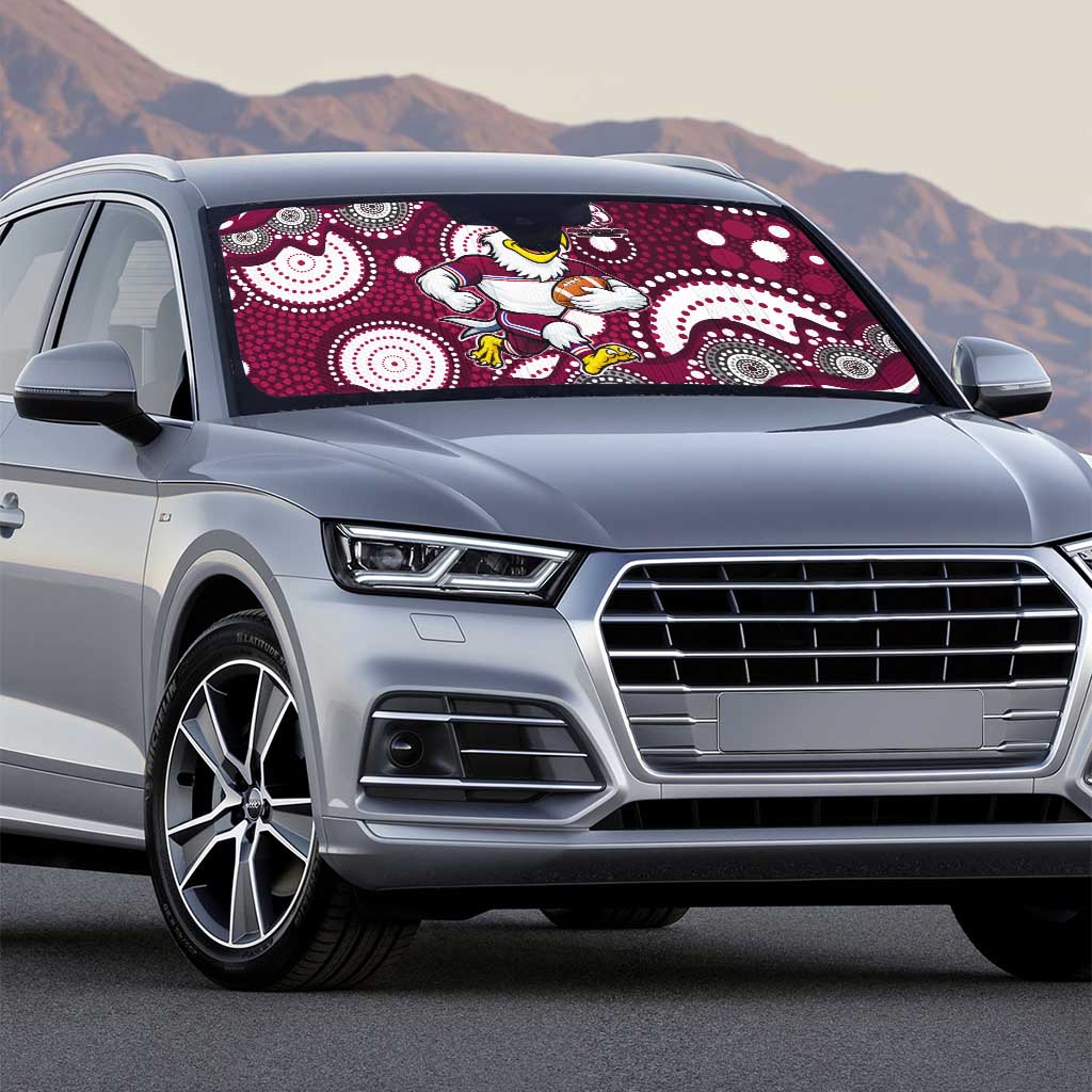 Manly Warringah Sea Eagles Auto Sun Shade Aboriginal Dot Pattern - Rugby Mascot Heritage Pride