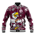 Manly Warringah Sea Eagles Baseball Jacket Aboriginal Dot Pattern - Rugby Mascot Heritage Pride