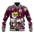 Manly Warringah Sea Eagles Baseball Jacket Aboriginal Dot Pattern - Rugby Mascot Heritage Pride