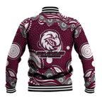 Manly Warringah Sea Eagles Baseball Jacket Aboriginal Dot Pattern - Rugby Mascot Heritage Pride