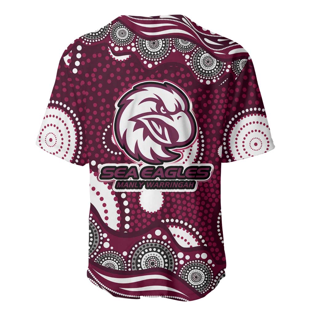 Manly Warringah Sea Eagles Baseball Jersey Aboriginal Dot Pattern - Rugby Mascot Heritage Pride