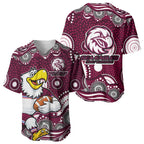 Manly Warringah Sea Eagles Baseball Jersey Aboriginal Dot Pattern - Rugby Mascot Heritage Pride