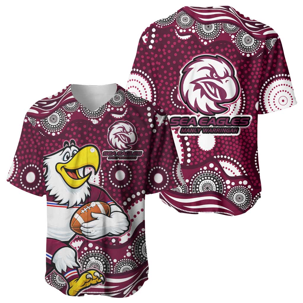 Manly Warringah Sea Eagles Baseball Jersey Aboriginal Dot Pattern - Rugby Mascot Heritage Pride