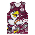 Manly Warringah Sea Eagles Basketball Jersey Aboriginal Dot Pattern - Rugby Mascot Heritage Pride