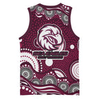 Manly Warringah Sea Eagles Basketball Jersey Aboriginal Dot Pattern - Rugby Mascot Heritage Pride
