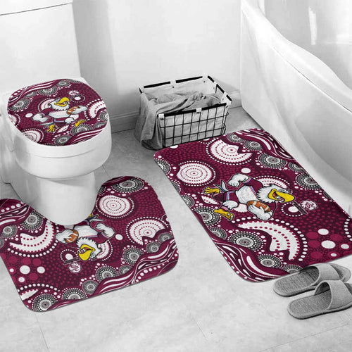 Manly Warringah Sea Eagles Bathroom Set Aboriginal Dot Pattern - Rugby Mascot Heritage Pride
