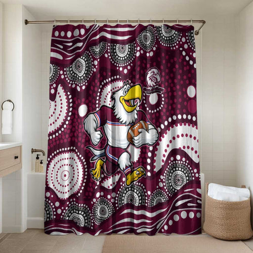 Manly Warringah Sea Eagles Bathroom Set Aboriginal Dot Pattern - Rugby Mascot Heritage Pride