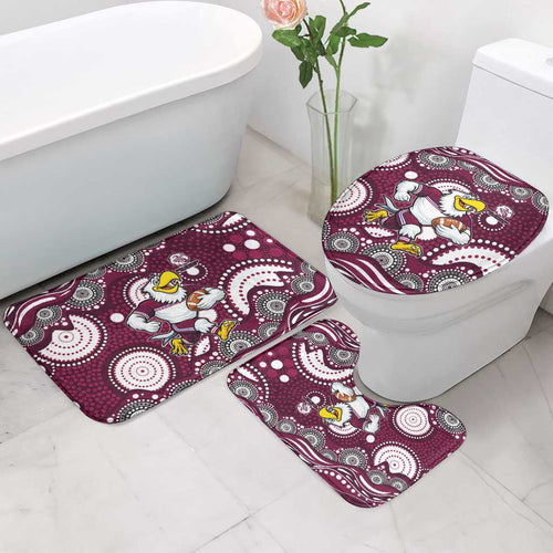 Manly Warringah Sea Eagles Bathroom Set Aboriginal Dot Pattern - Rugby Mascot Heritage Pride