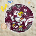 Manly Warringah Sea Eagles Beach Blanket Aboriginal Dot Pattern - Rugby Mascot Heritage Pride