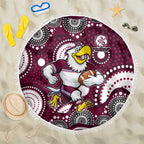 Manly Warringah Sea Eagles Beach Blanket Aboriginal Dot Pattern - Rugby Mascot Heritage Pride